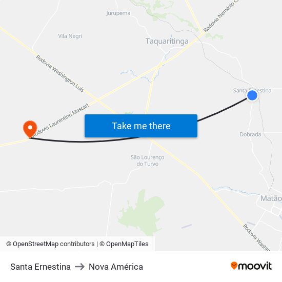 Santa Ernestina to Nova América map