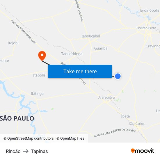 Rincão to Tapinas map