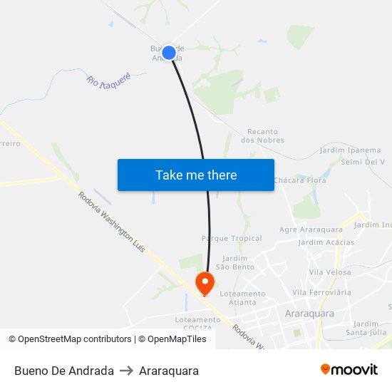 Bueno De Andrada to Araraquara map