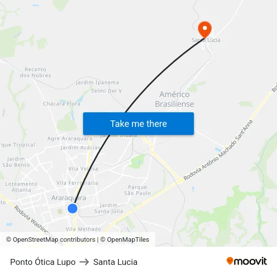 Ponto Ótica Lupo to Santa Lucia map