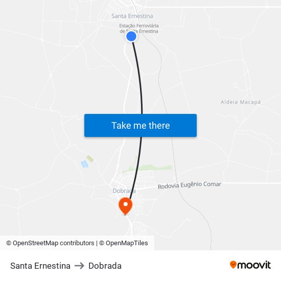 Santa Ernestina to Dobrada map