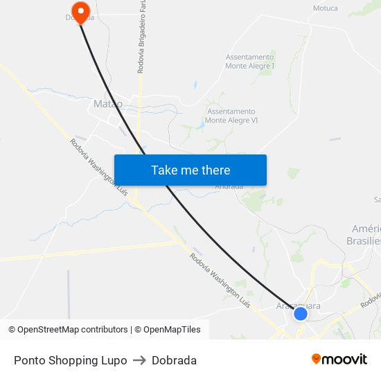 Ponto Shopping Lupo to Dobrada map