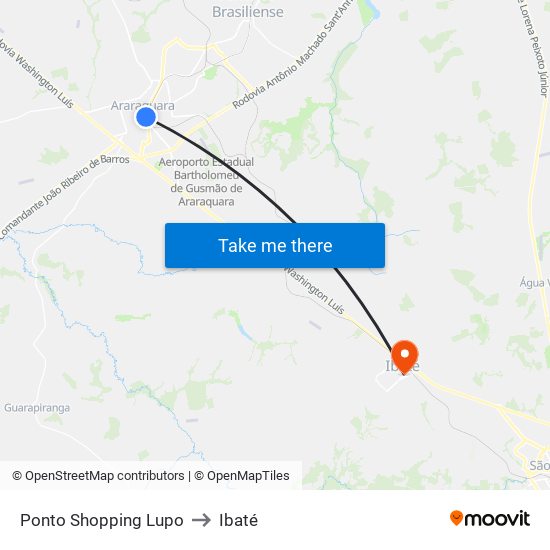 Ponto Shopping Lupo to Ibaté map