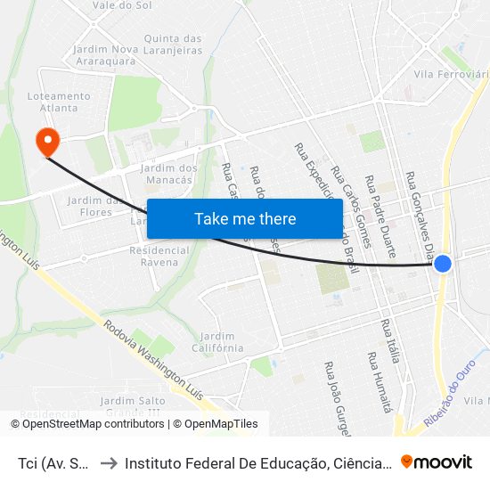 Tci (Av. São Paulo) to Instituto Federal De Educação, Ciência E Tecnologia De São Paulo map