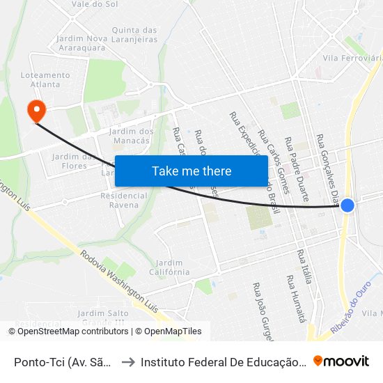 Ponto-Tci (Av. São Paulo) Desembarque to Instituto Federal De Educação, Ciência E Tecnologia De São Paulo map