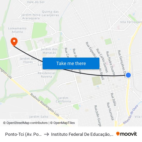 Ponto-Tci (Av. Portugal) Desembarque to Instituto Federal De Educação, Ciência E Tecnologia De São Paulo map