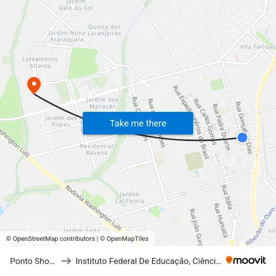 Ponto Shopping Lupo to Instituto Federal De Educação, Ciência E Tecnologia De São Paulo map