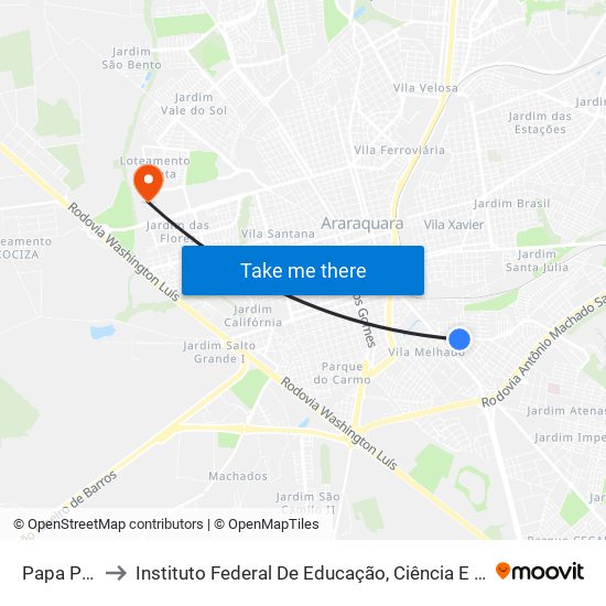 Papa Paulo VI to Instituto Federal De Educação, Ciência E Tecnologia De São Paulo map