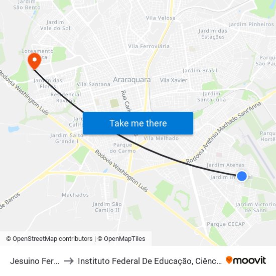 Jesuino Ferreira Lopes to Instituto Federal De Educação, Ciência E Tecnologia De São Paulo map