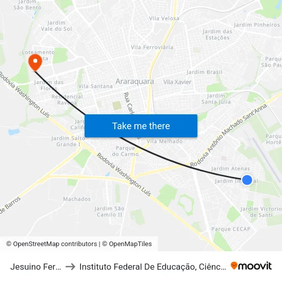 Jesuino Ferreira Lopes to Instituto Federal De Educação, Ciência E Tecnologia De São Paulo map