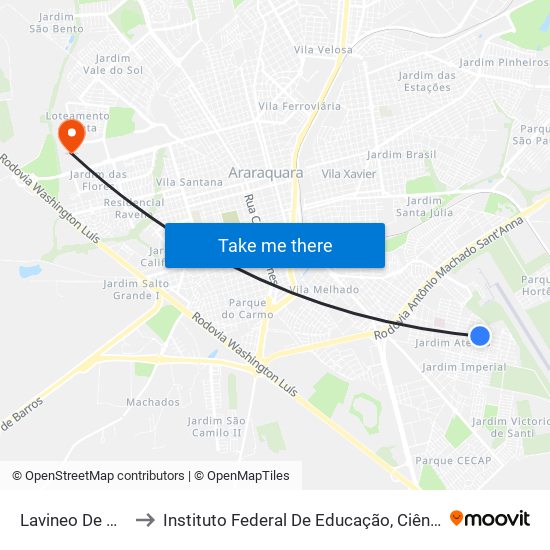 Lavineo De Arruda Falcão to Instituto Federal De Educação, Ciência E Tecnologia De São Paulo map