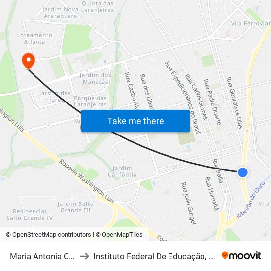 Maria Antonia Camargo De Oliveira to Instituto Federal De Educação, Ciência E Tecnologia De São Paulo map