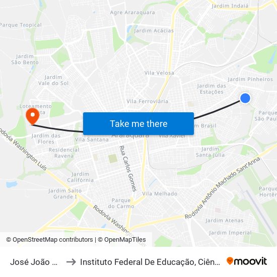 José João Biffi 384-458 to Instituto Federal De Educação, Ciência E Tecnologia De São Paulo map