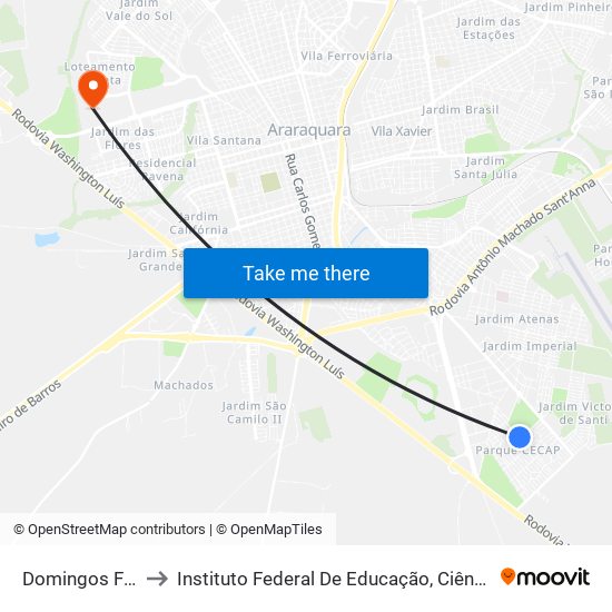 Domingos Ferrari Junior to Instituto Federal De Educação, Ciência E Tecnologia De São Paulo map