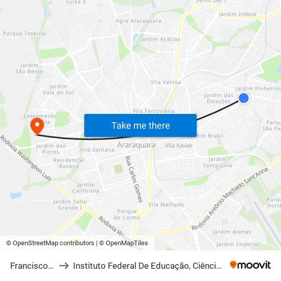 Francisco Vaz Filho to Instituto Federal De Educação, Ciência E Tecnologia De São Paulo map