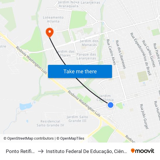 Ponto Retífica São José to Instituto Federal De Educação, Ciência E Tecnologia De São Paulo map