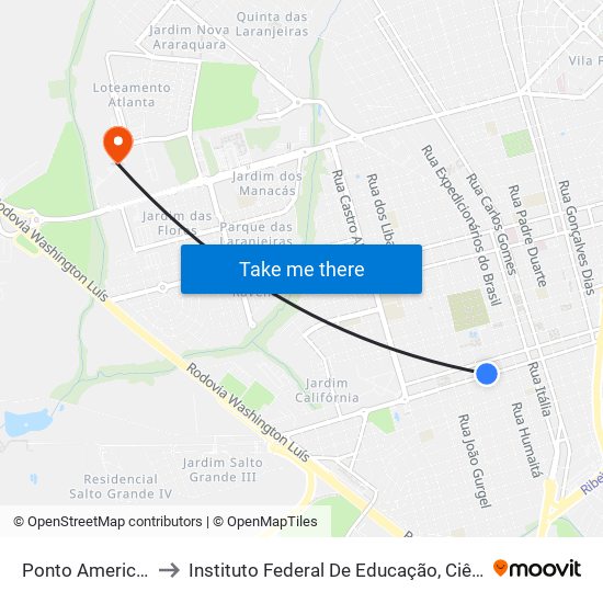 Ponto American Auto Peças to Instituto Federal De Educação, Ciência E Tecnologia De São Paulo map