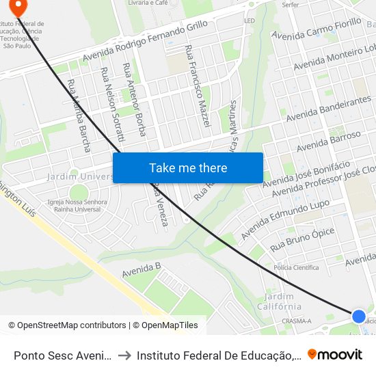 Ponto Sesc Avenida Presidente Vargas to Instituto Federal De Educação, Ciência E Tecnologia De São Paulo map