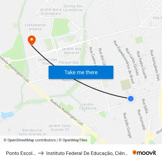 Ponto Escola Educativa to Instituto Federal De Educação, Ciência E Tecnologia De São Paulo map