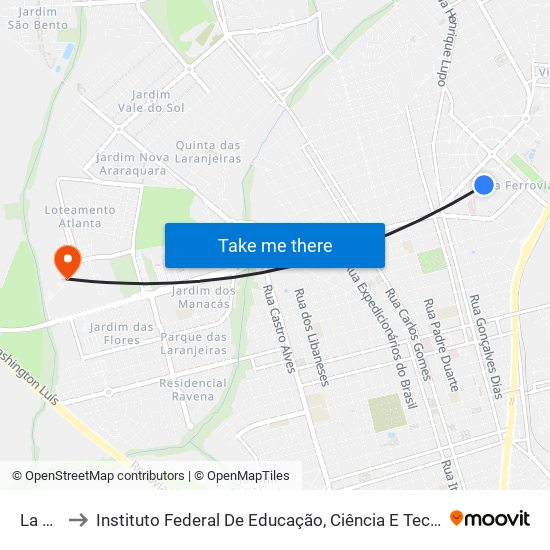 La Salle to Instituto Federal De Educação, Ciência E Tecnologia De São Paulo map