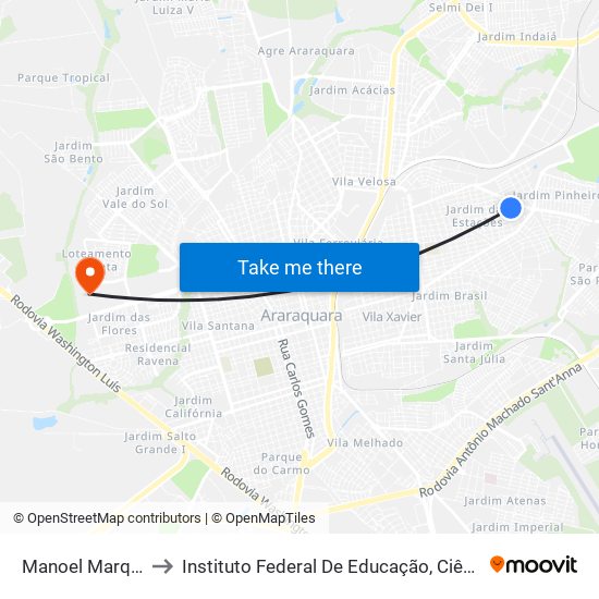 Manoel Marques De Jesus to Instituto Federal De Educação, Ciência E Tecnologia De São Paulo map