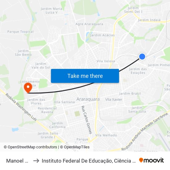 Manoel De Abreu to Instituto Federal De Educação, Ciência E Tecnologia De São Paulo map