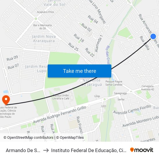 Armando De Salles De Oliveira to Instituto Federal De Educação, Ciência E Tecnologia De São Paulo map