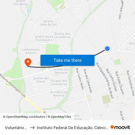 Voluntários Da Pátria to Instituto Federal De Educação, Ciência E Tecnologia De São Paulo map