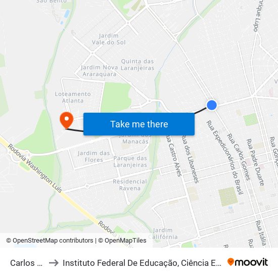 Carlos Gomes to Instituto Federal De Educação, Ciência E Tecnologia De São Paulo map