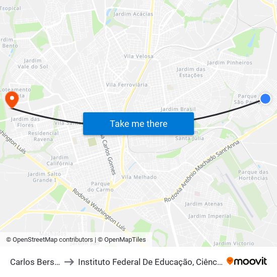 Carlos Bersanetti Filho to Instituto Federal De Educação, Ciência E Tecnologia De São Paulo map