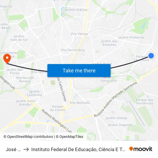 José Gullo to Instituto Federal De Educação, Ciência E Tecnologia De São Paulo map