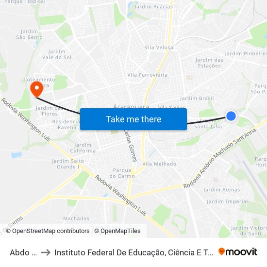 Abdo Najm to Instituto Federal De Educação, Ciência E Tecnologia De São Paulo map