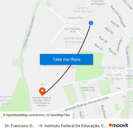 Dr. Francisco Oswaldo Castelluci to Instituto Federal De Educação, Ciência E Tecnologia De São Paulo map