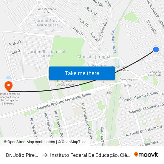Dr. João Pires De Camargo to Instituto Federal De Educação, Ciência E Tecnologia De São Paulo map