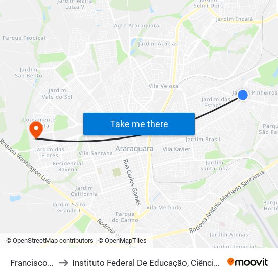 Francisco Vaz Filho to Instituto Federal De Educação, Ciência E Tecnologia De São Paulo map