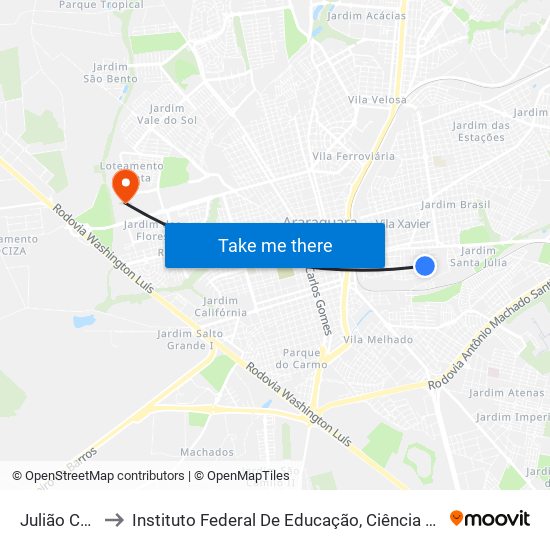 Julião Caramuru to Instituto Federal De Educação, Ciência E Tecnologia De São Paulo map