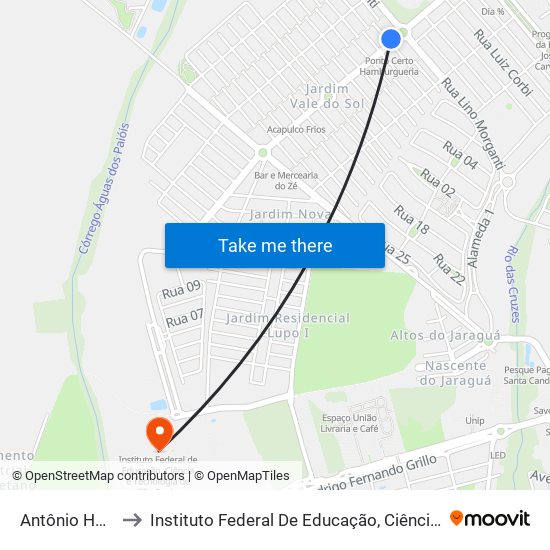 Antônio Honório Real to Instituto Federal De Educação, Ciência E Tecnologia De São Paulo map