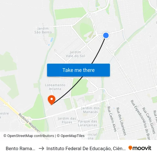 Bento Ramalho Machado to Instituto Federal De Educação, Ciência E Tecnologia De São Paulo map