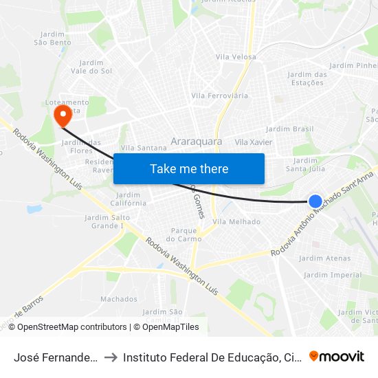 José Fernandes Monteiro Filho to Instituto Federal De Educação, Ciência E Tecnologia De São Paulo map