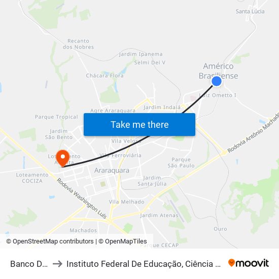 Banco Do Brasil to Instituto Federal De Educação, Ciência E Tecnologia De São Paulo map