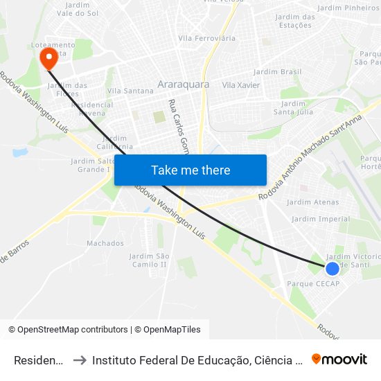 Residencial Oitis to Instituto Federal De Educação, Ciência E Tecnologia De São Paulo map
