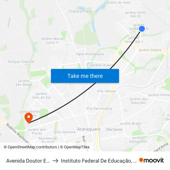 Avenida Doutor Edson Baccarin, 1163 to Instituto Federal De Educação, Ciência E Tecnologia De São Paulo map