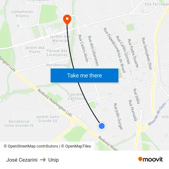 José Cezarini to Unip map