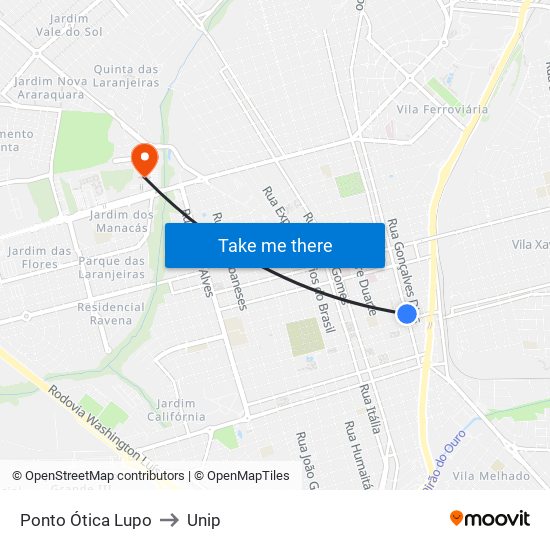 Ponto Ótica Lupo to Unip map