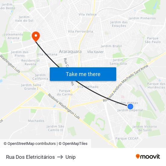 Rua Dos Eletricitários to Unip map