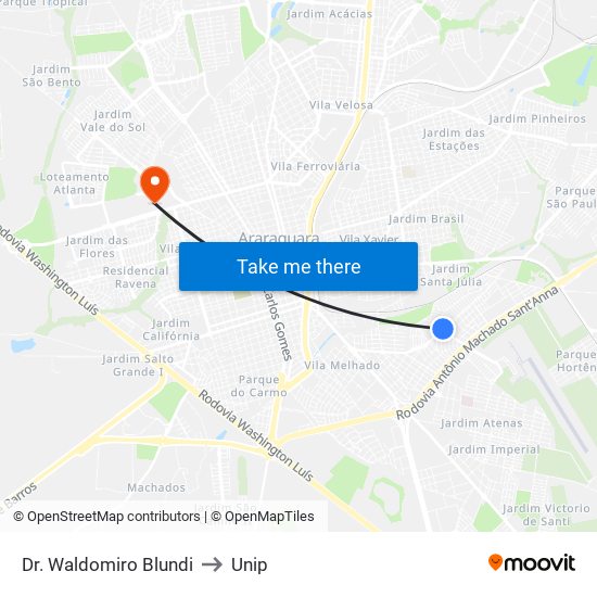 Dr. Waldomiro Blundi to Unip map