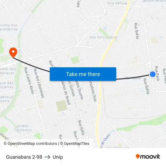 Guanabara 2-98 to Unip map
