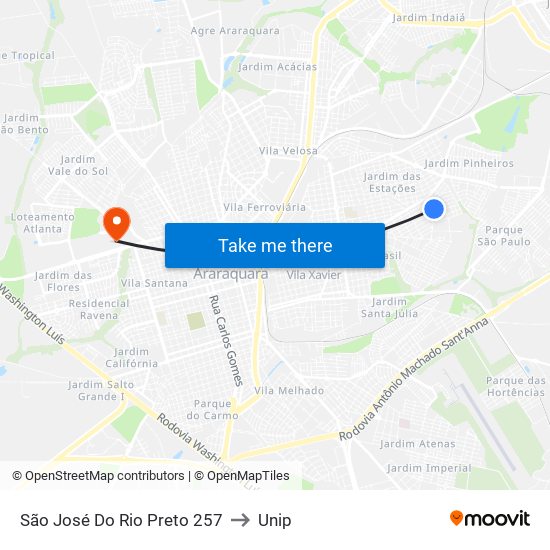 São José Do Rio Preto 257 to Unip map
