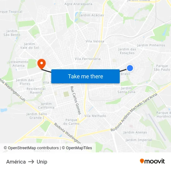 América to Unip map