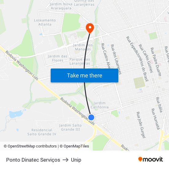 Ponto Dinatec Serviços to Unip map